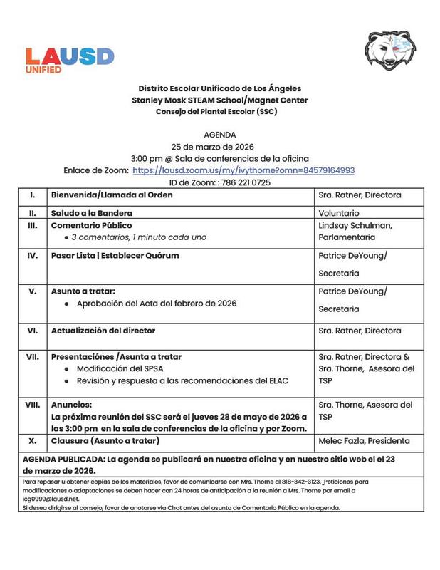 SSC March Spanish Agenda