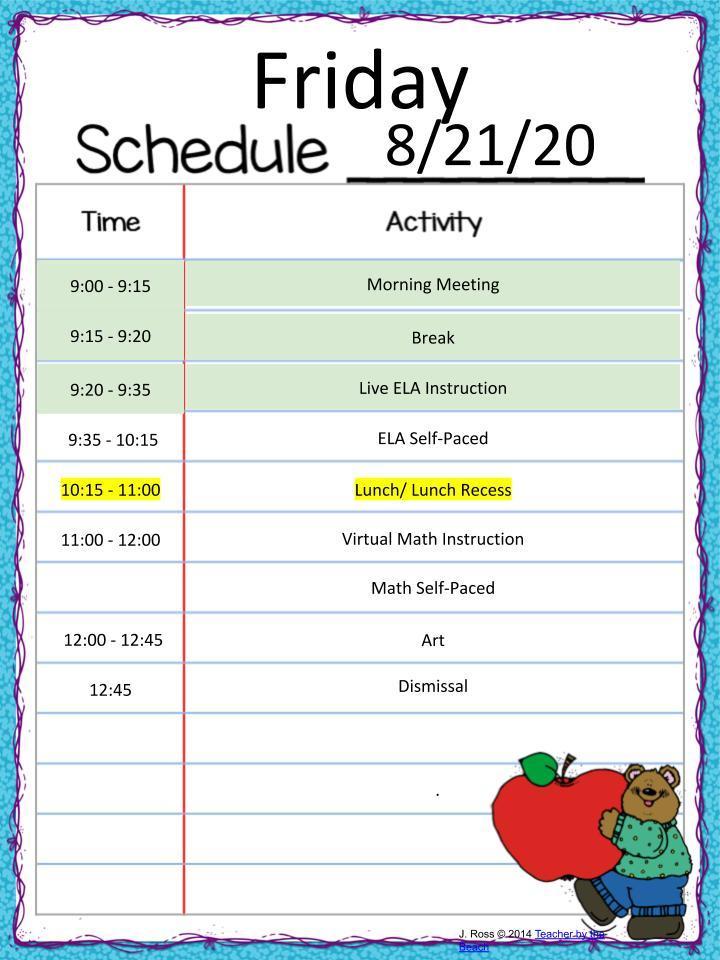 Weekly Schedule