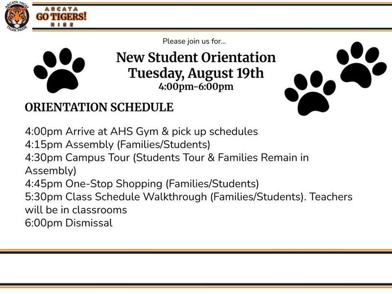 New Student Orientation, August 19th 4-6pm