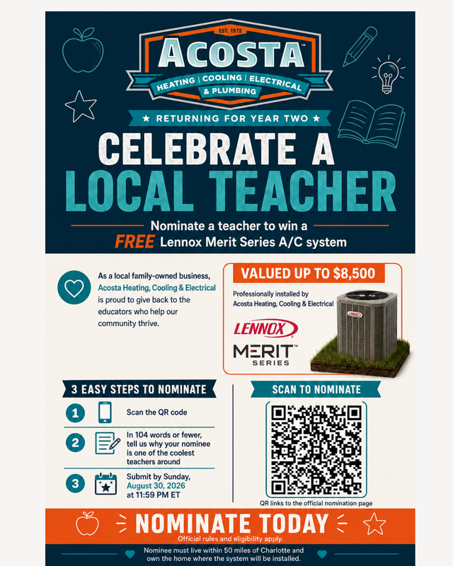 Teacher AC contest from Acosta Heating and Cooling