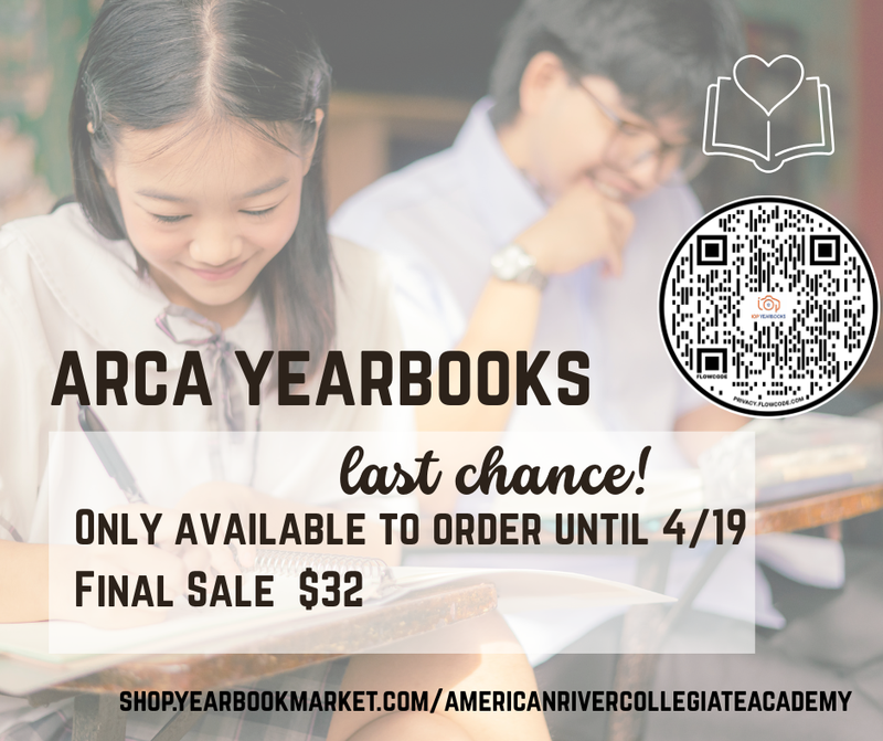 Last chance to purchase yearbooks. April 19