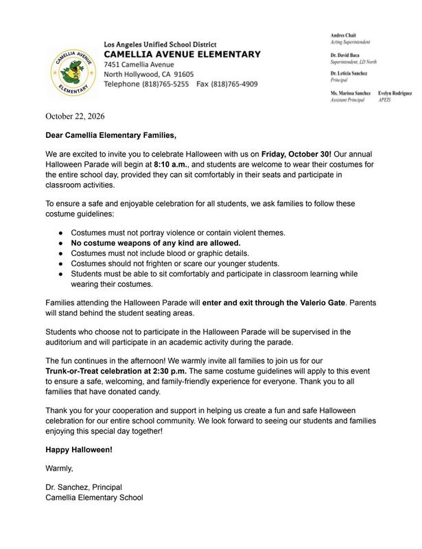 Halloween Parade & Trunk-or-Treat Information / Información sobre el Desfile de Halloween y la Celebración de Trunk-or-Treat