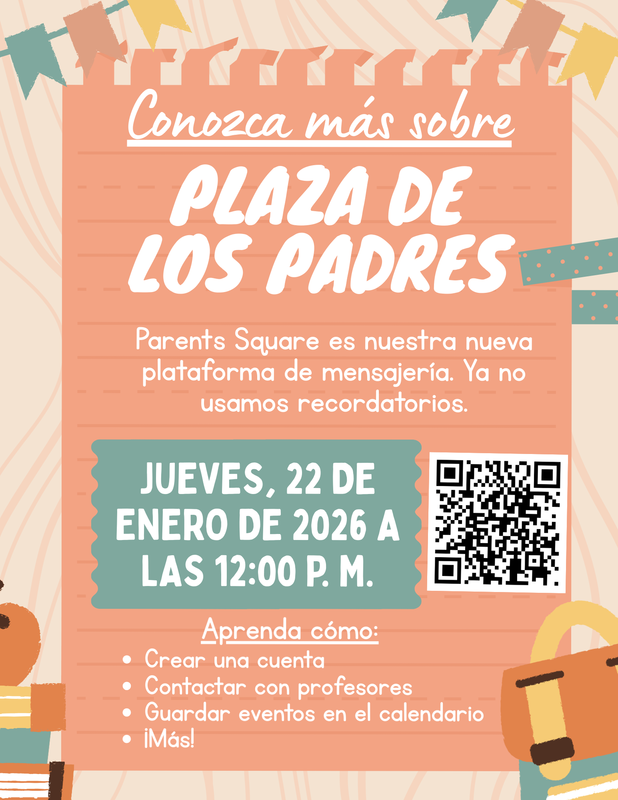 An announcement for informational event about Parents Square - Spanish