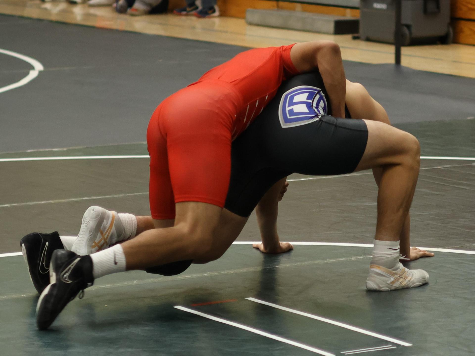 Boys wrestling in the Liberty Duals event 112
