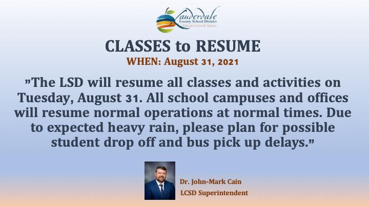 LCSD Hurricane Ida Weather Alert Update