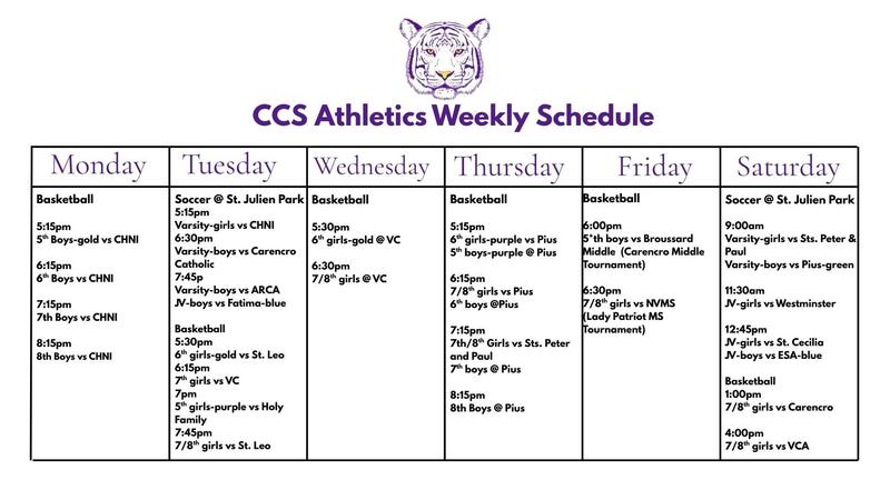 Weekly Sports Schedule