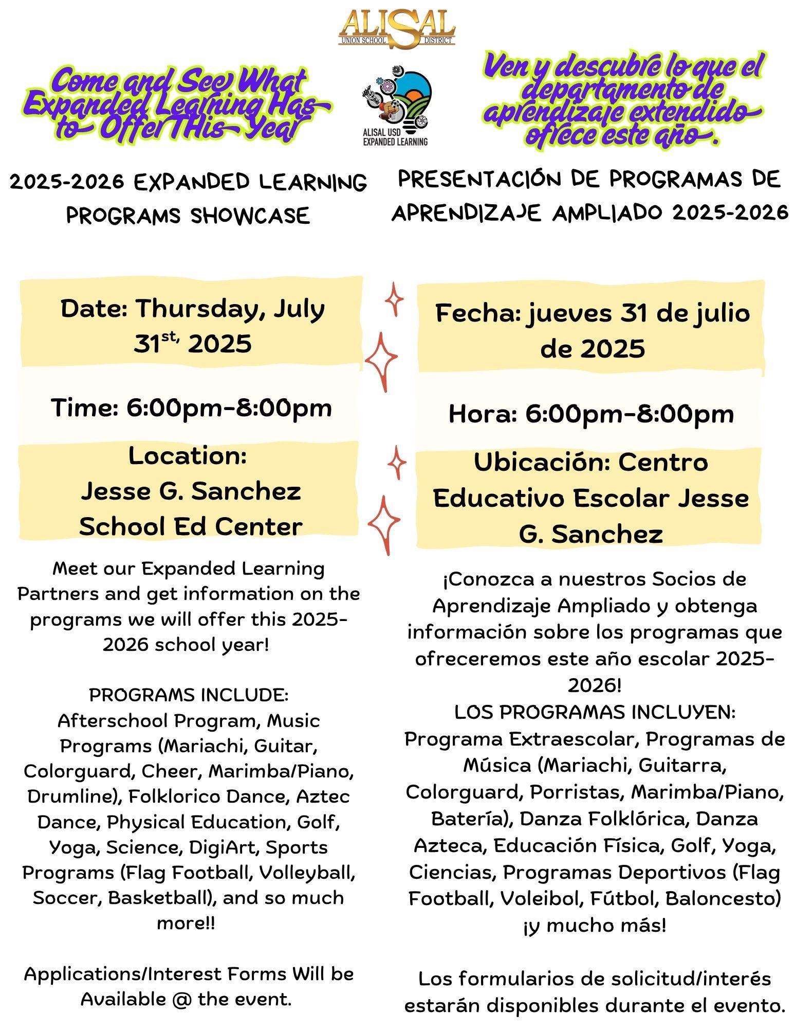 Expanded Learning Showcase flyer