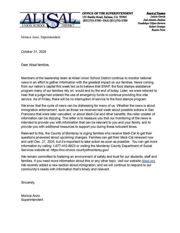 Letter about Medical and other items in English