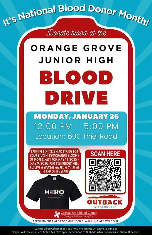 OGJHS Blood Drive: Today January 26