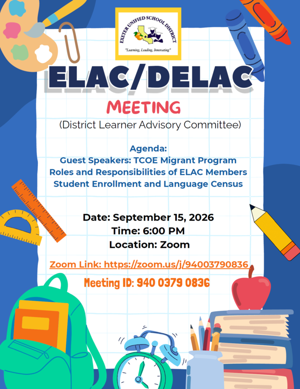 zoom memeting flyer for ELAC DELAC