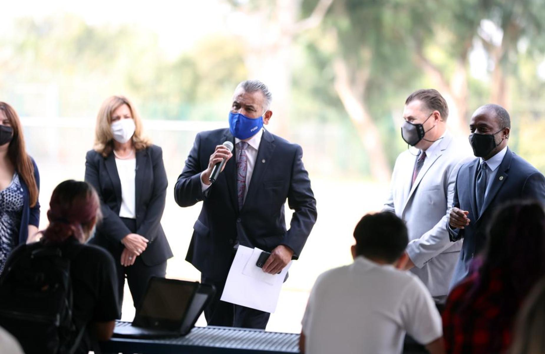 Superintendent Richard Martinez and Principal Biagioni