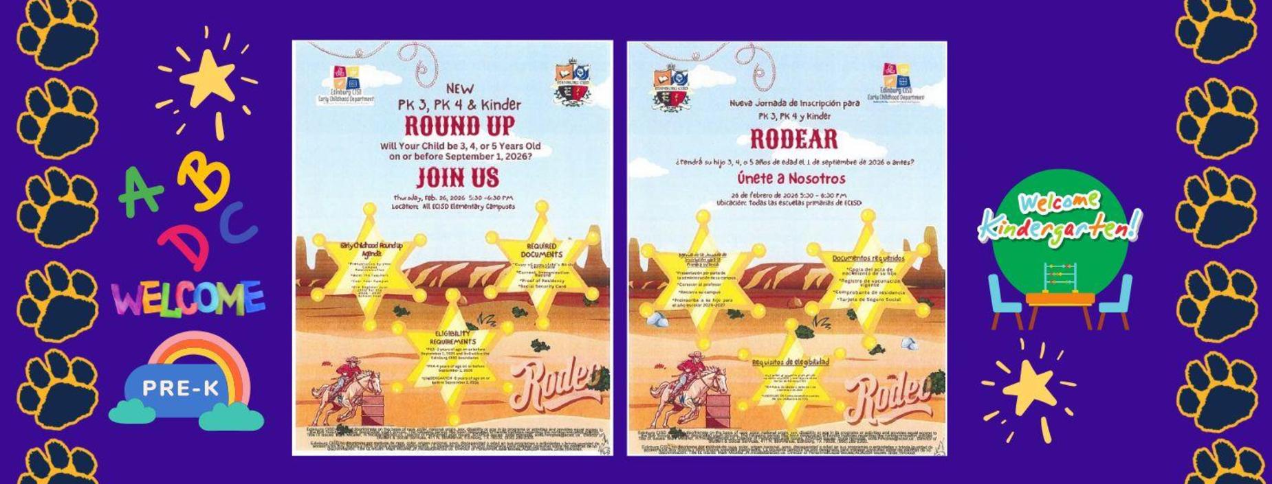 PreK 3, PK4, and Kinder Round up Thursday Feb 26th