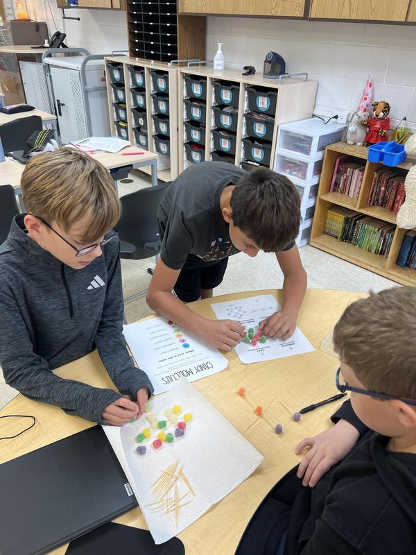Coal City Intermediate School students working on a classroom project.