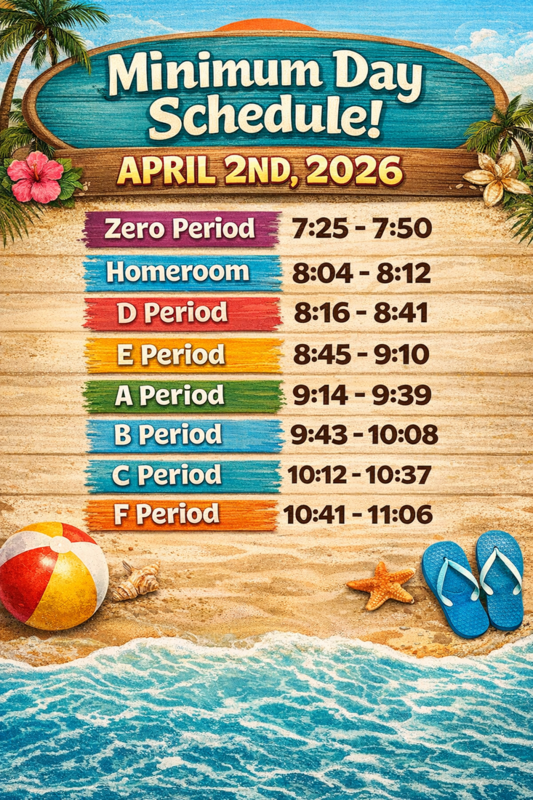 Minimum schedule April 2, 2026 poster
