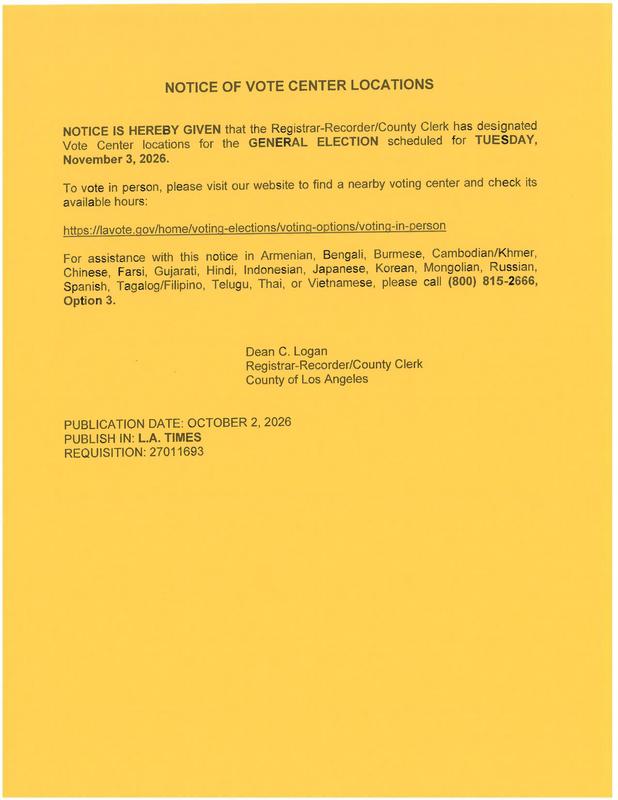 Notice for Election 2026