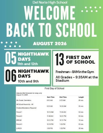 Important Info for first days back