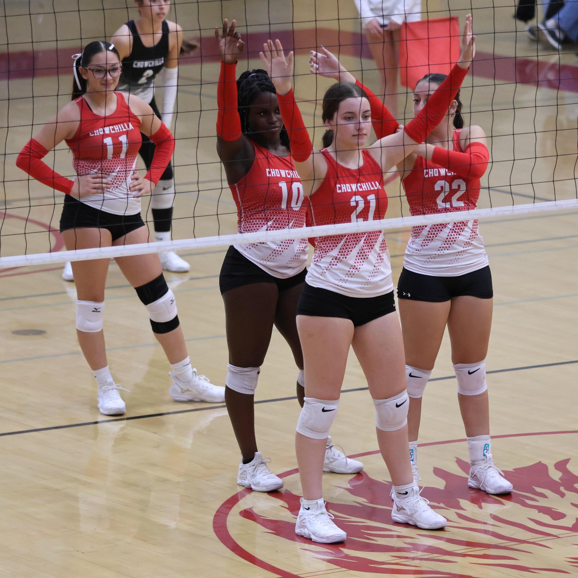 Varsity girls Volleyball playing vs. Madera 1