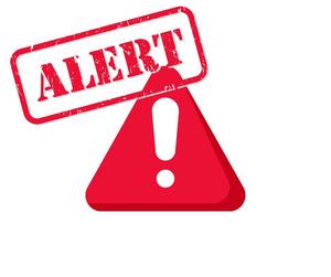 Image with text in red that says ALERT!