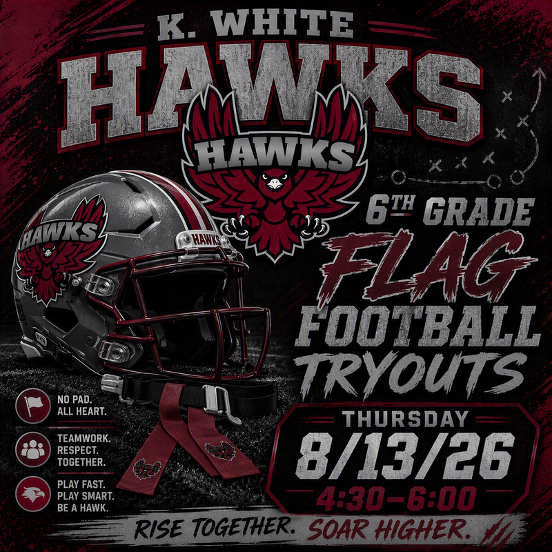 🏈6th Grade Flag Football tryouts Thursday!