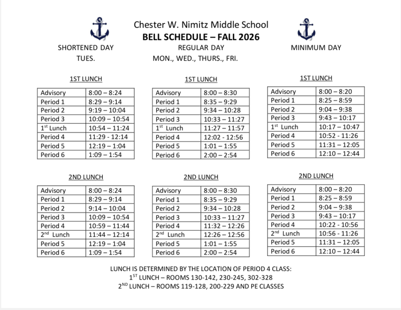 Bell Schedule for Fall 2026 Featured Photo