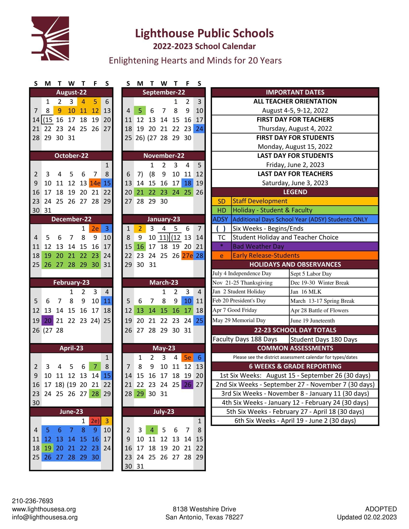 San Antonio School Calendars, Updated for 20232024