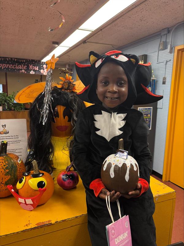 Painted pumpkin in brown and white