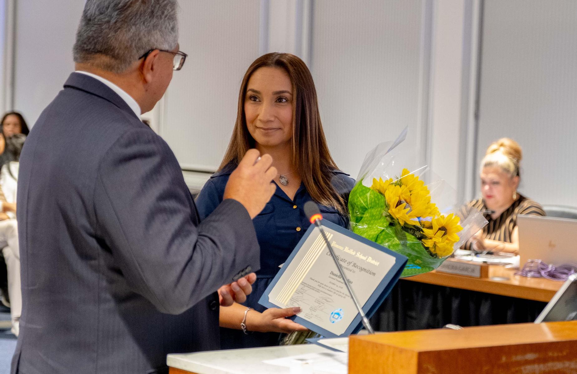 Nurse honored by mr. meza