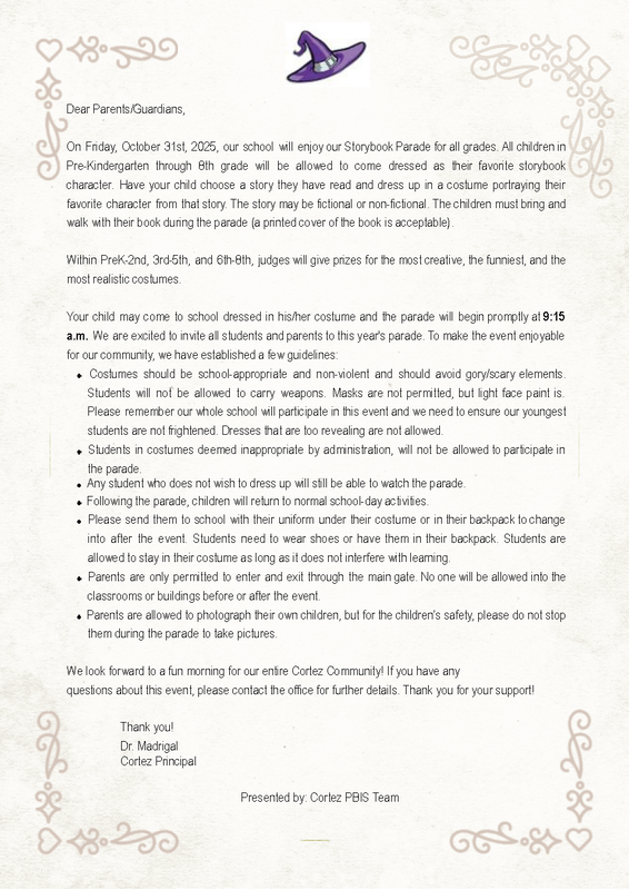 Storybook Parade Letter