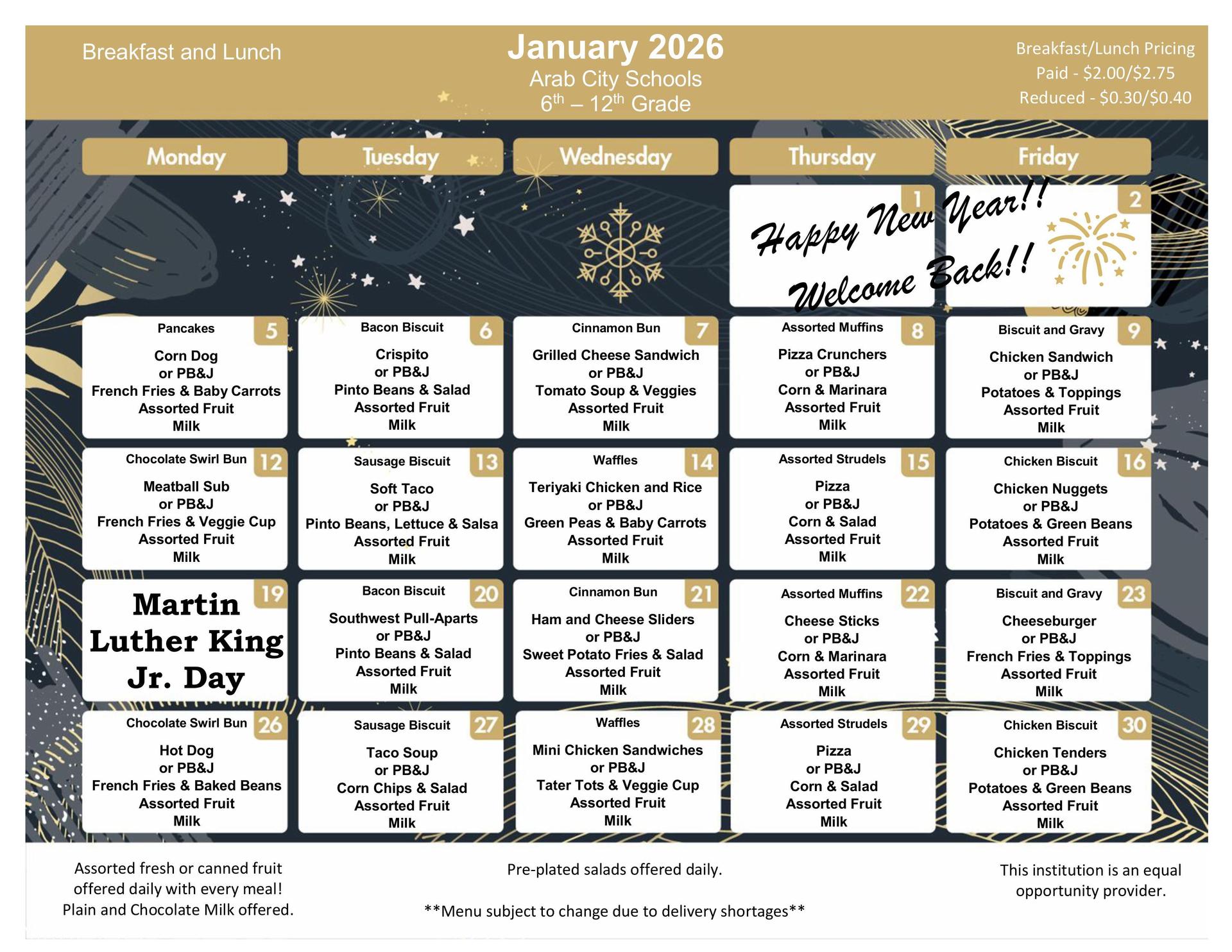 January 2026 Menu 6-12