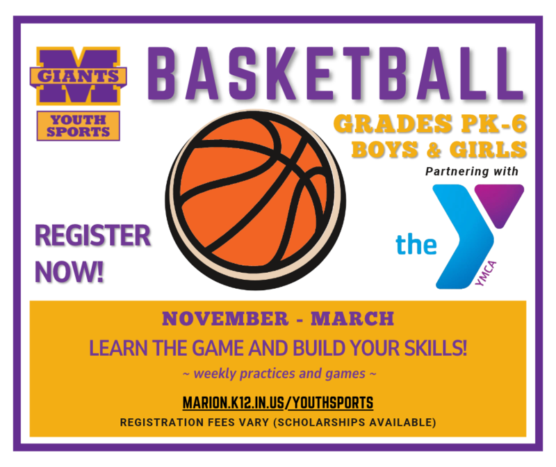 promo graphic - Marion Youth Sports basketball winter 2026-27