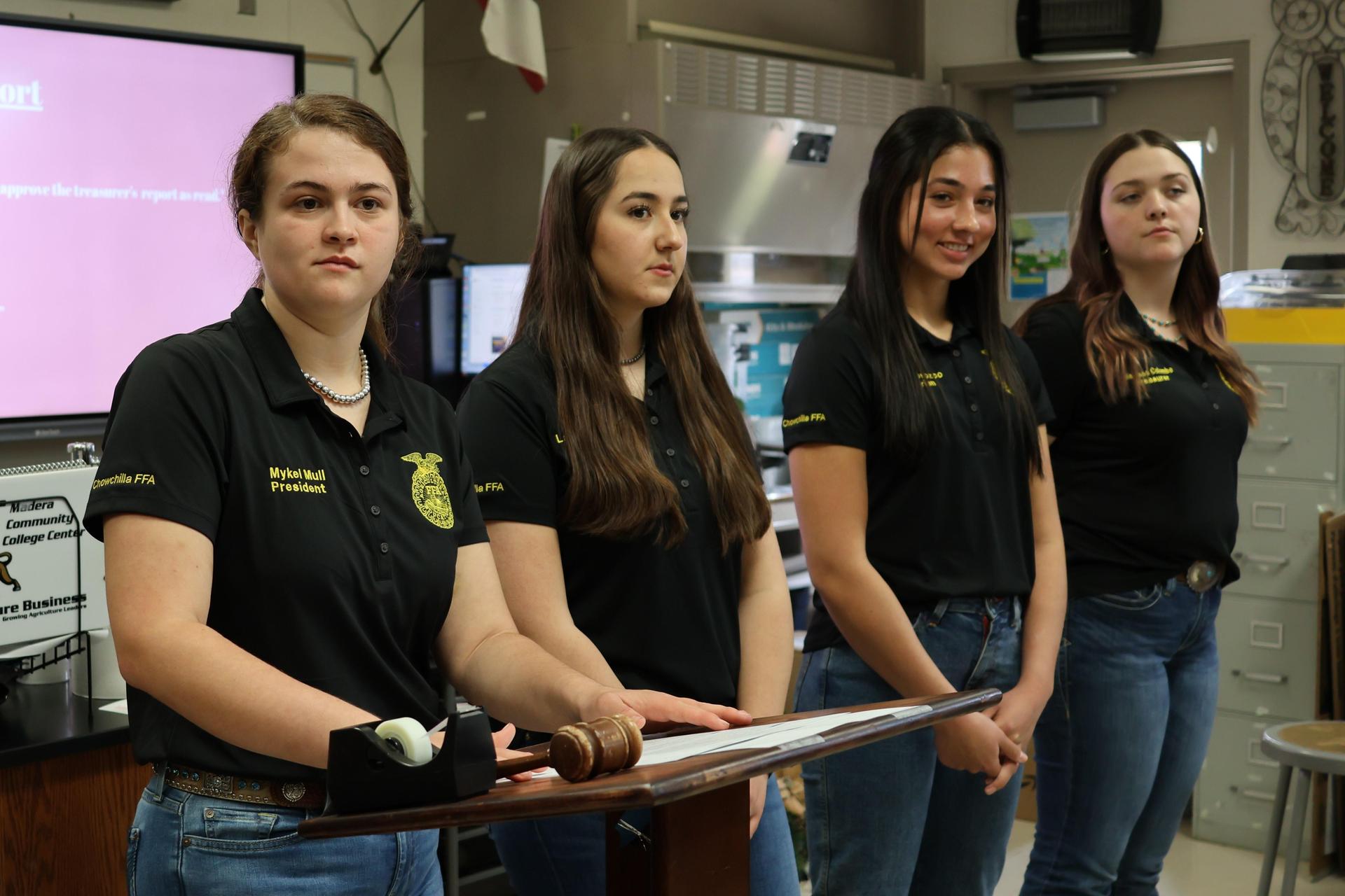 Future Farmer officers conducting the meeting