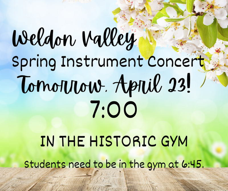 The Spring Concert begins at 7:00.