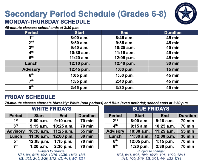 Period Schedule displayed.