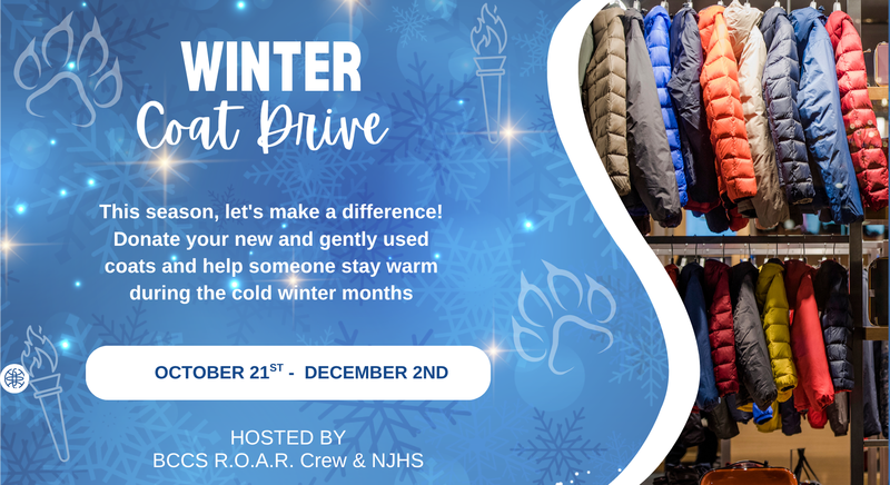 Winter coats with information about the Winter Coat Drive