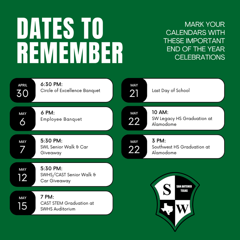 Dates to remember 2026