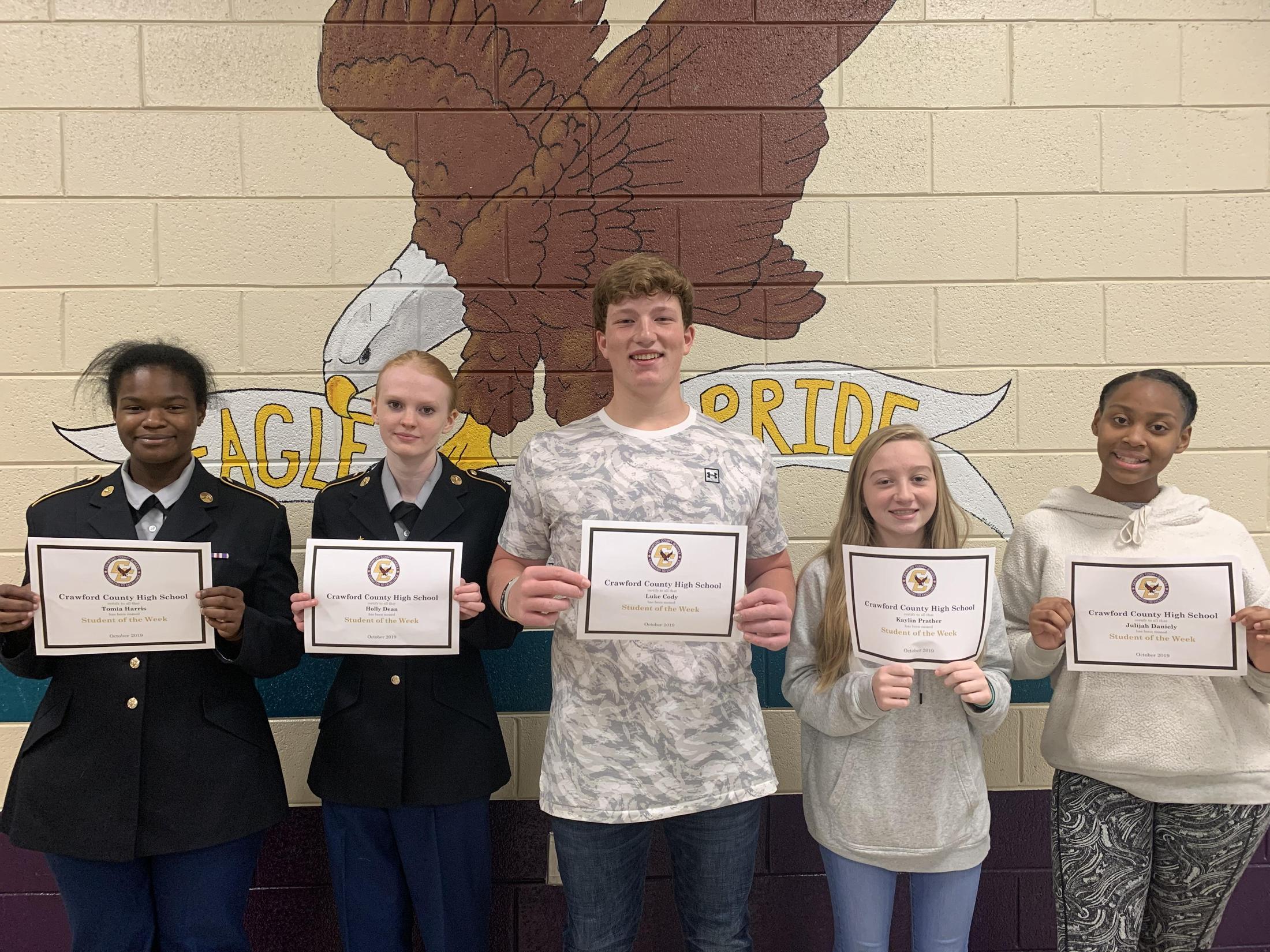 Student of the Week 201920 Special Recognition Crawford County