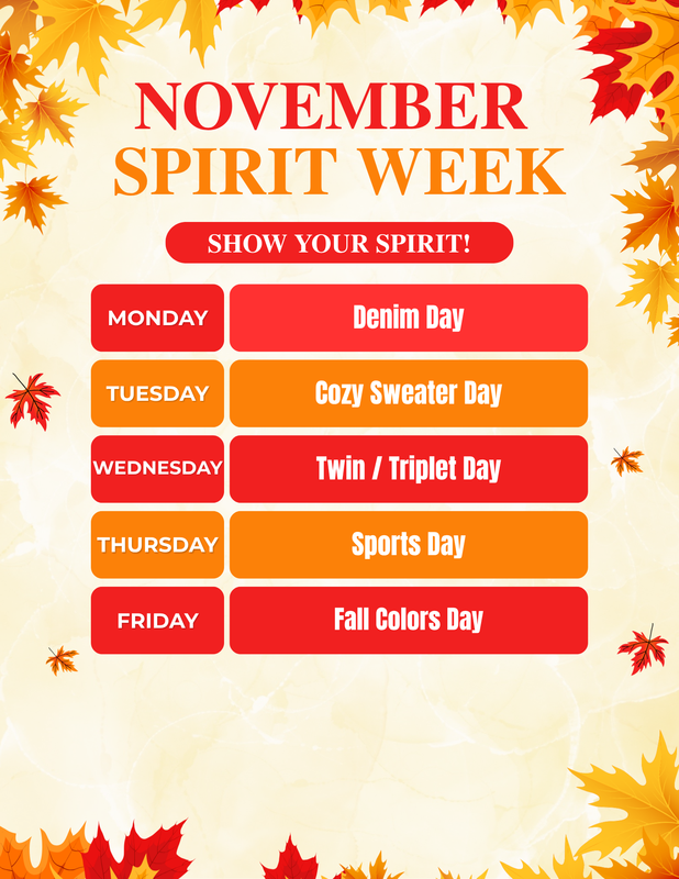 Spirit Week Themes flyer