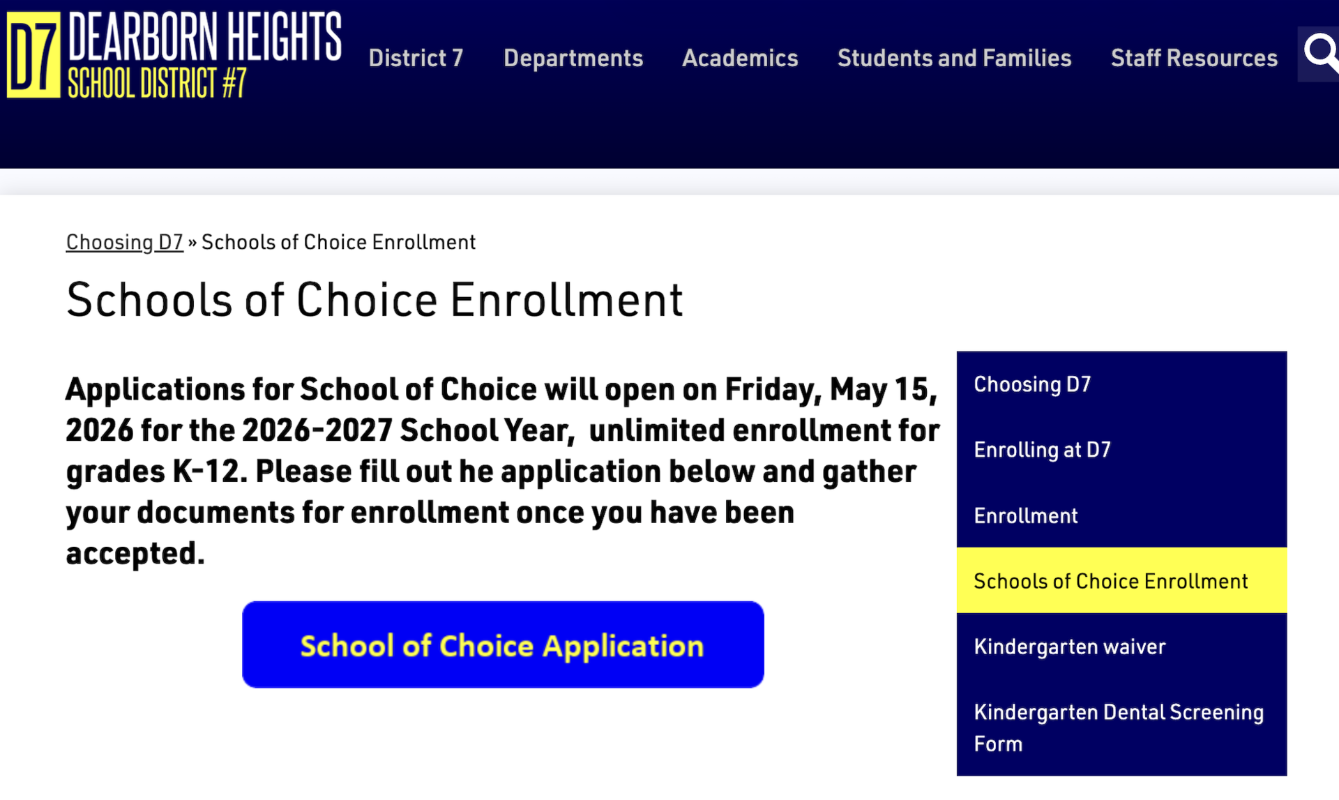 D7 enrollment page