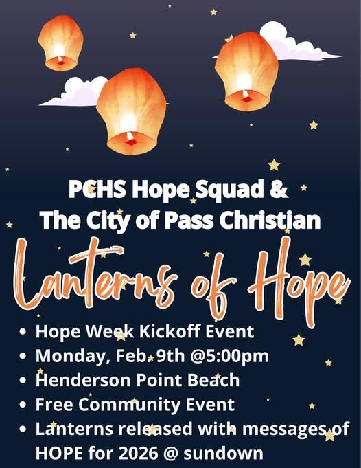 Let's join the PCHS HOPE SQUAD in continuing our community's suicide prevention efforts.