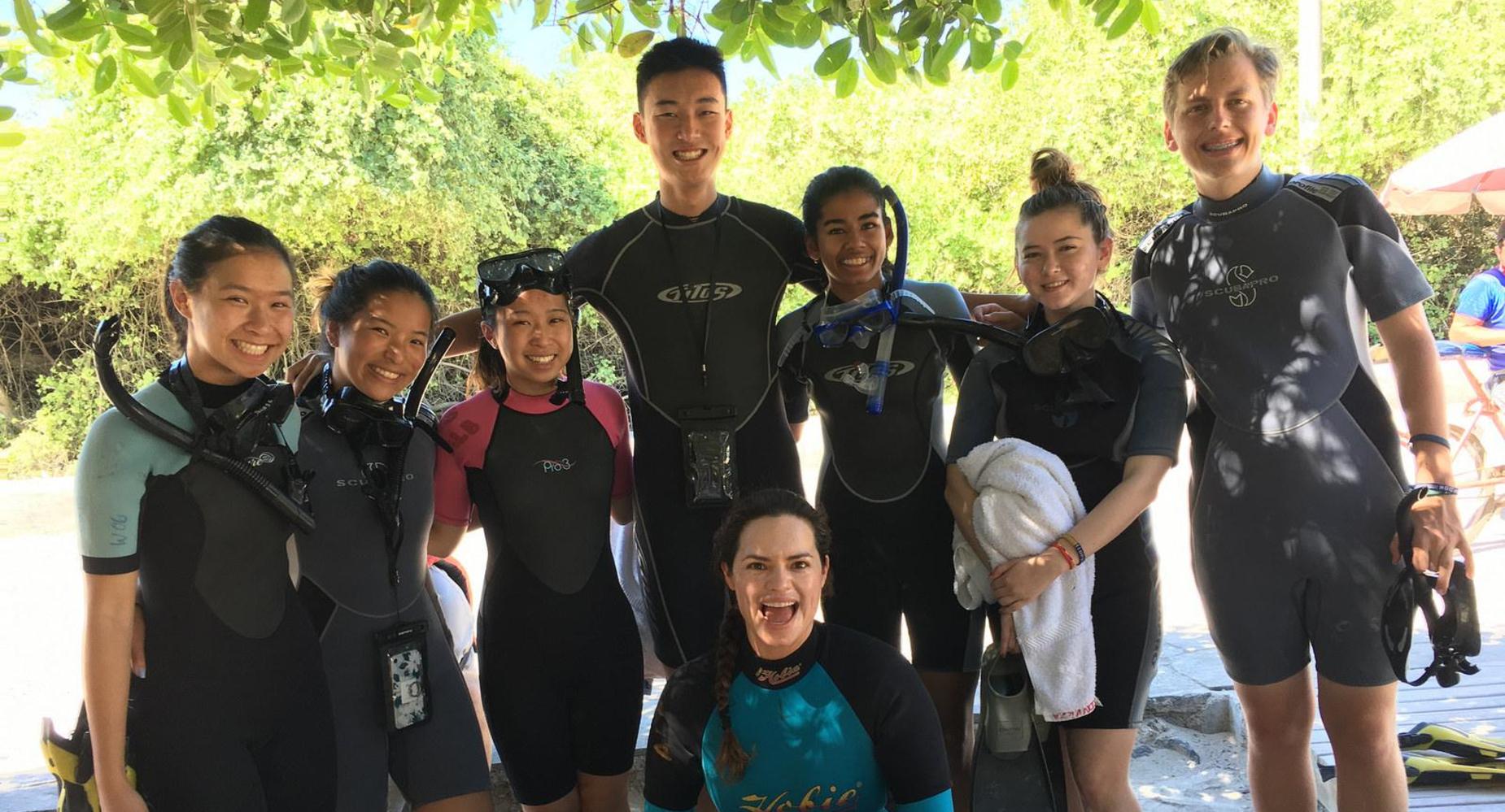 Students snorkeling in the Galapagos