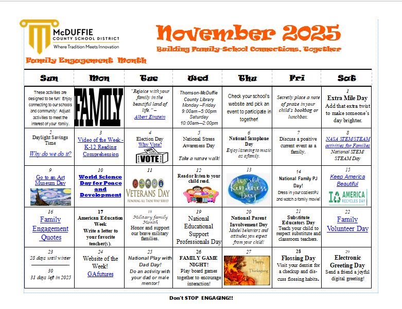Parent Engagement Cal.