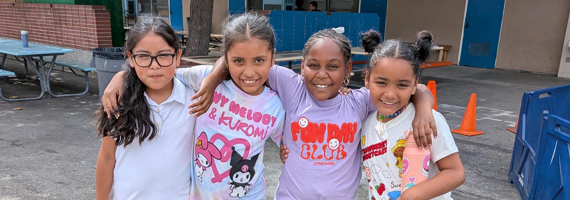 Four friends at school.