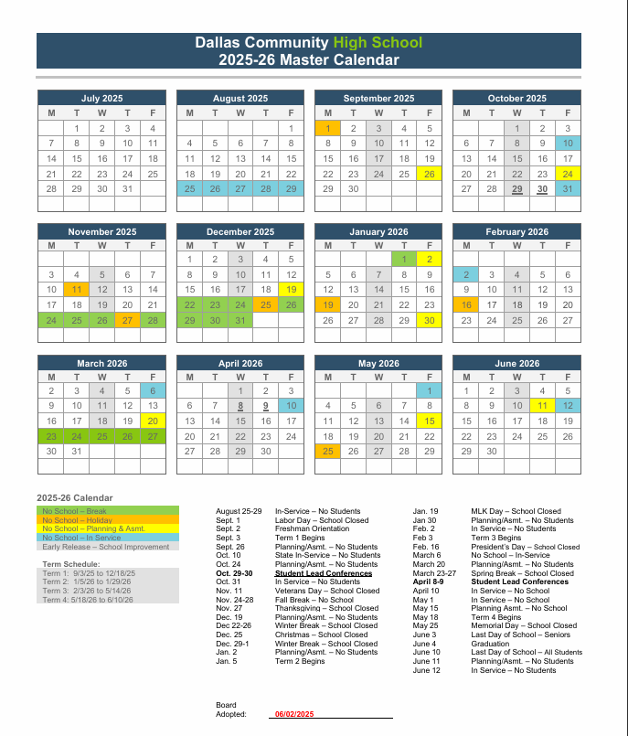 Dallas Community High School 2025-2026 School Year