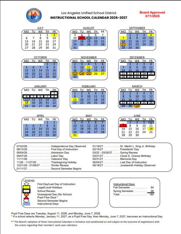 Instructional Calendar