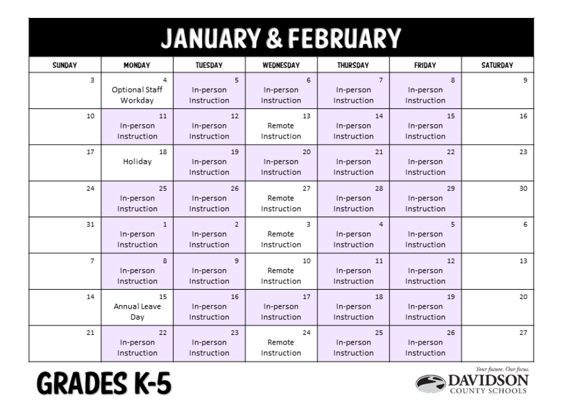 January and February calendar