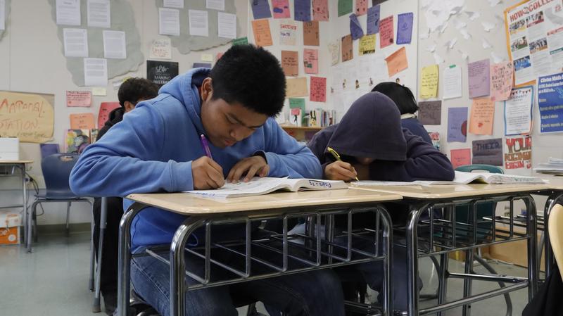 students at their desk working