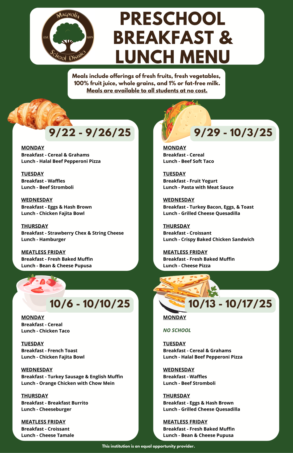 Preschool Breakfast and Lunch Menu for SEPT-OCT 2025_