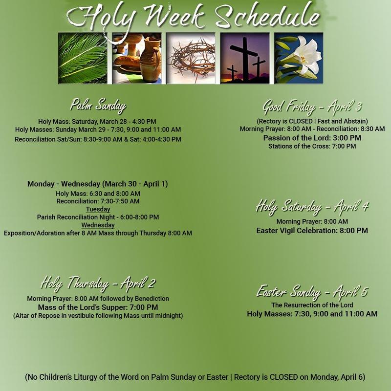 Holy Week Schedule