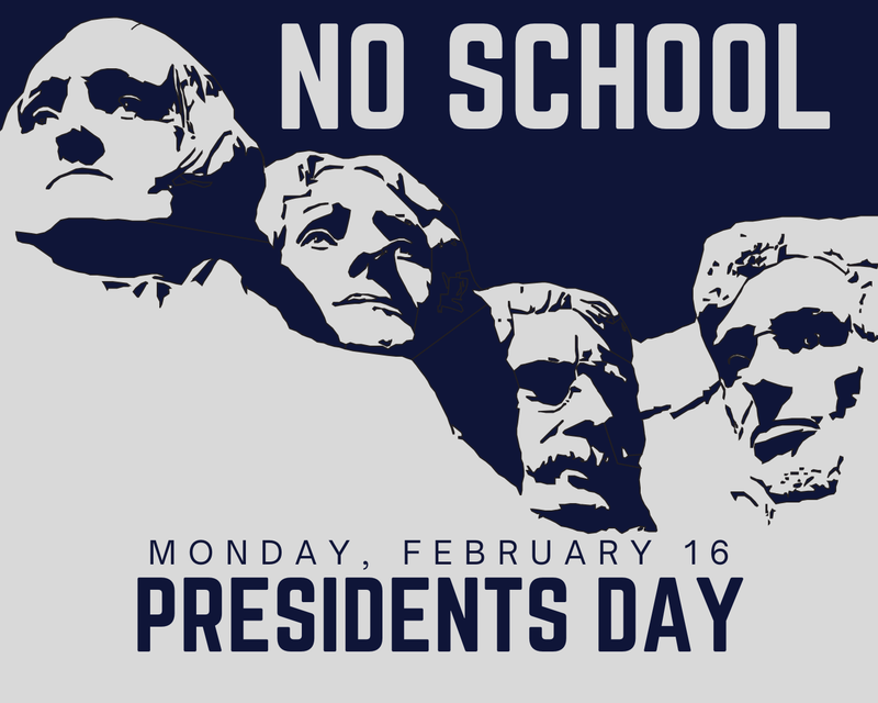 No school monday february 16 for presidents' day