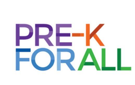 Text in bright colors reads 'PRE-K FOR ALL'.